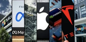 Microsoft・Meta・Amazon・Apple・NVIDIA・Tesla・Googleロゴコラージュ｜米国AI・テック株