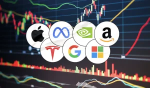 マグニフィセント7のロゴと株価チャート｜AI・半導体・米国テック株
